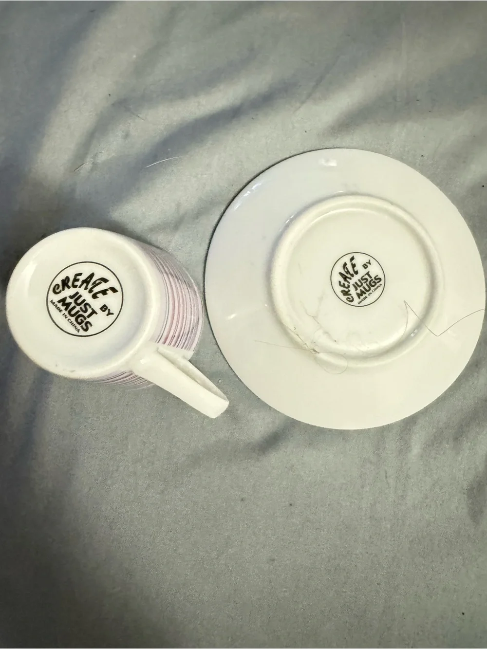 Pastel Striped Espresso Cup and Saucer Set - Green, Pink, Blue, Purple